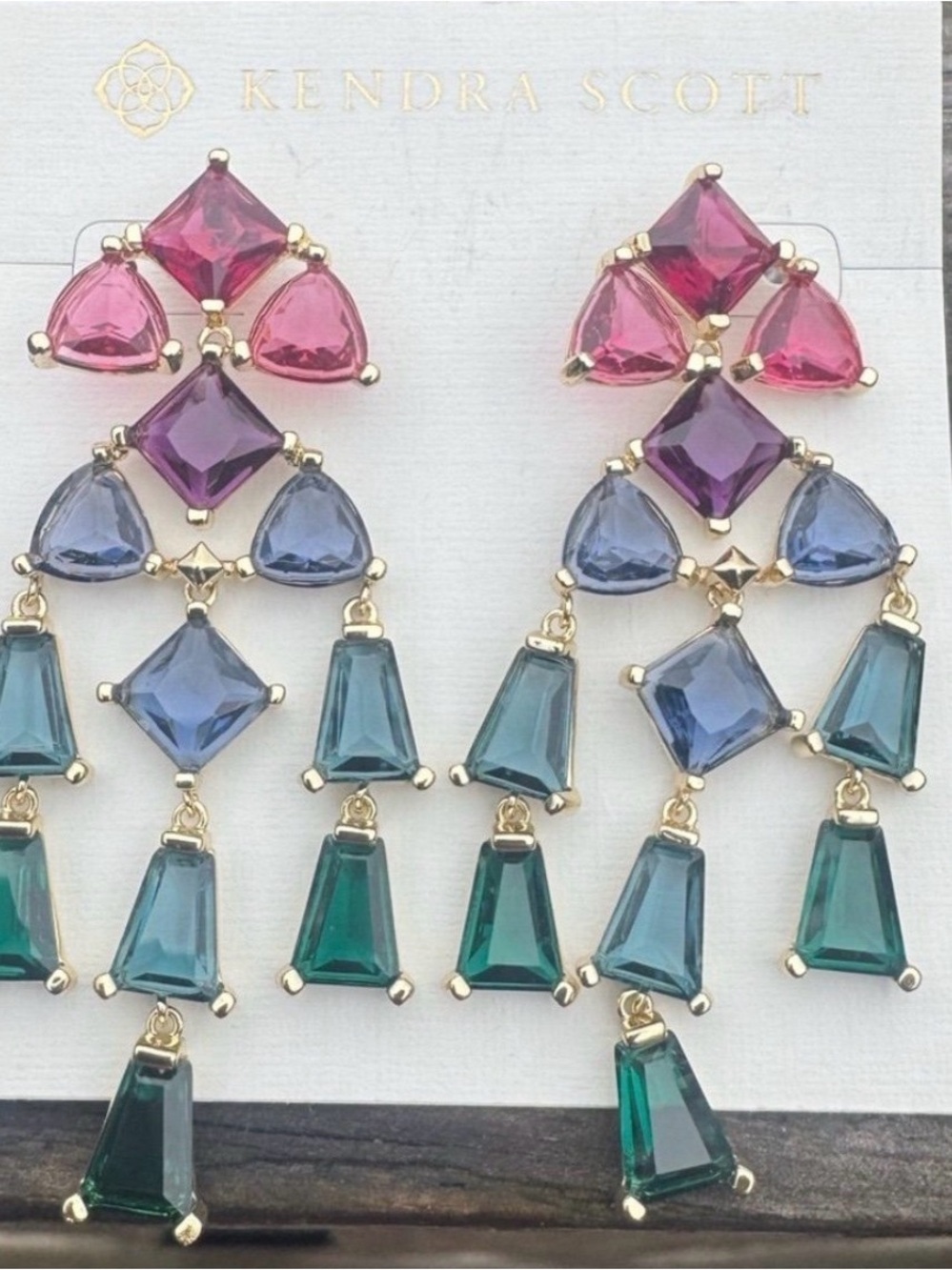 NWT Kendra Scott Blair Gold Jewel Statement Earrings in Multi Mix